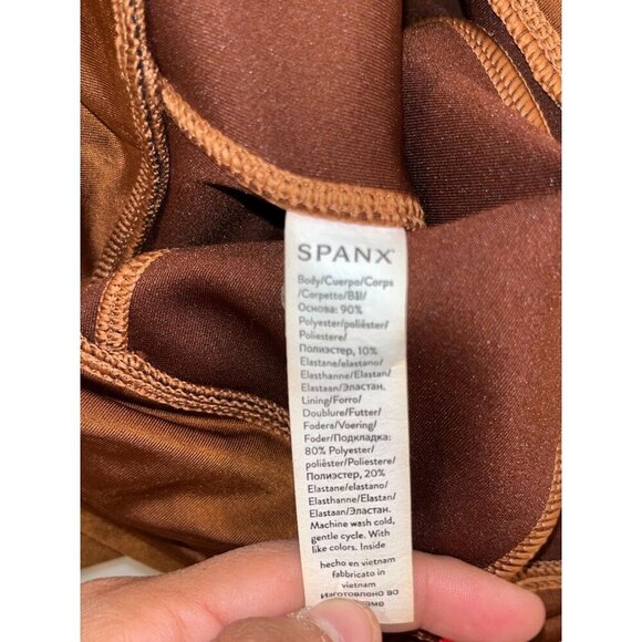 Spanx Faux Suede Brown High-Waisted Slim fit Leggings Women's Size L - Picture 9 of 10